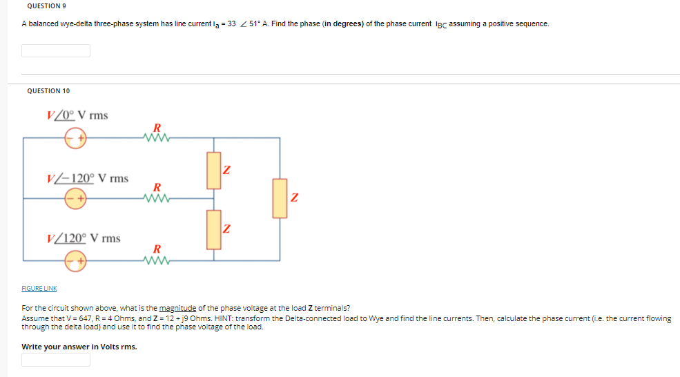 Solved QUESTION 1 For a balanced Y-Y three phase system, the | Chegg.com