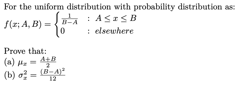 Solved For The Uniform Distribution With Probability | Chegg.com