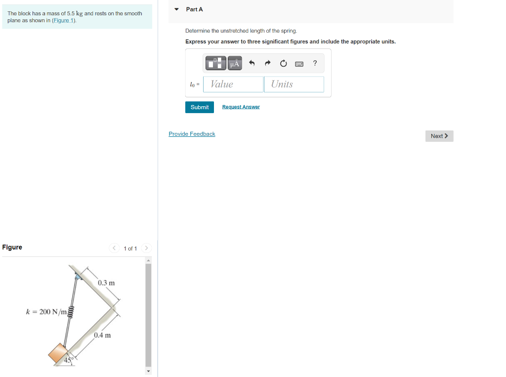 Solved The Block Has A Mass Of 5.5 Kg And Rests On The | Chegg.com