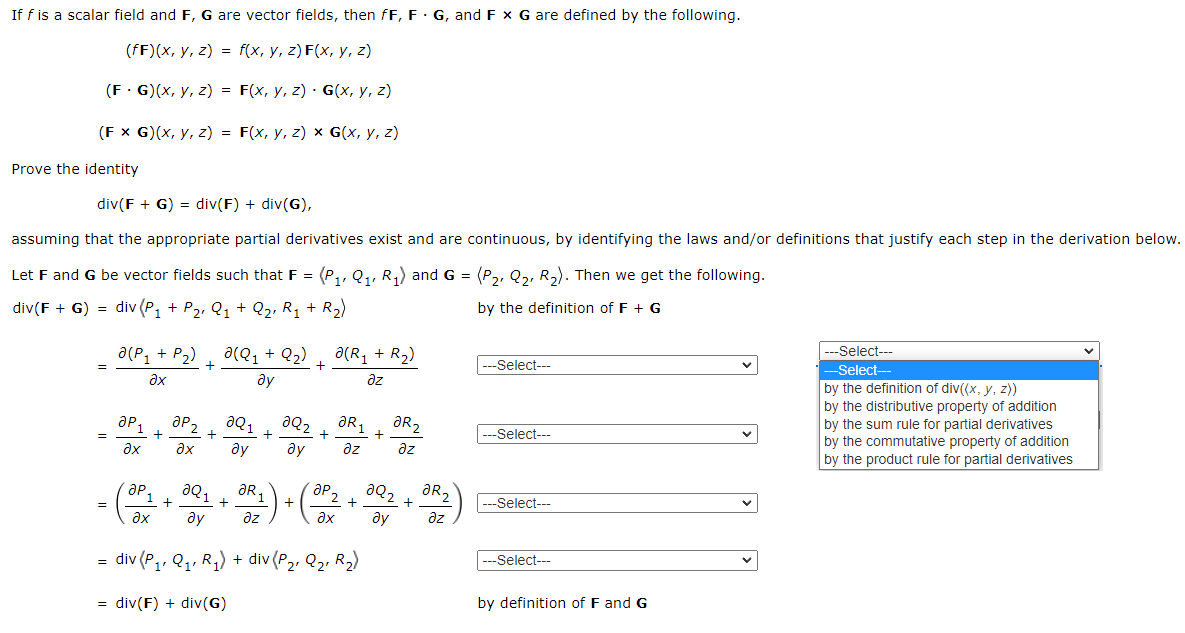 Solved If f is a scalar field and F G are vector fields