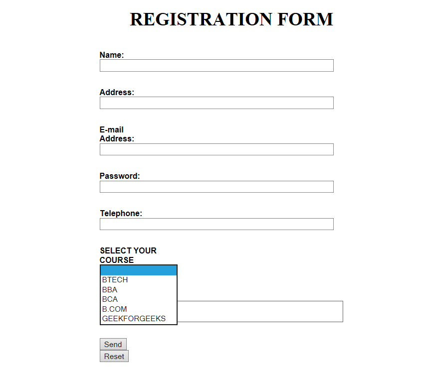 Given the following registration form, write the | Chegg.com