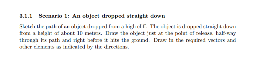 Solved 3.1.1 Scenario 1: An object dropped straight down | Chegg.com