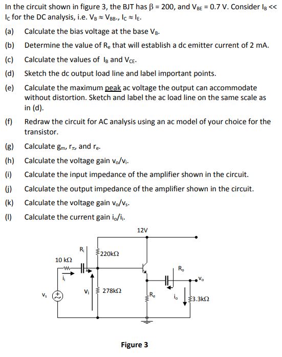 Solved In The Circuit Shown In Figure 3 The Bjt Has Ss Chegg Com