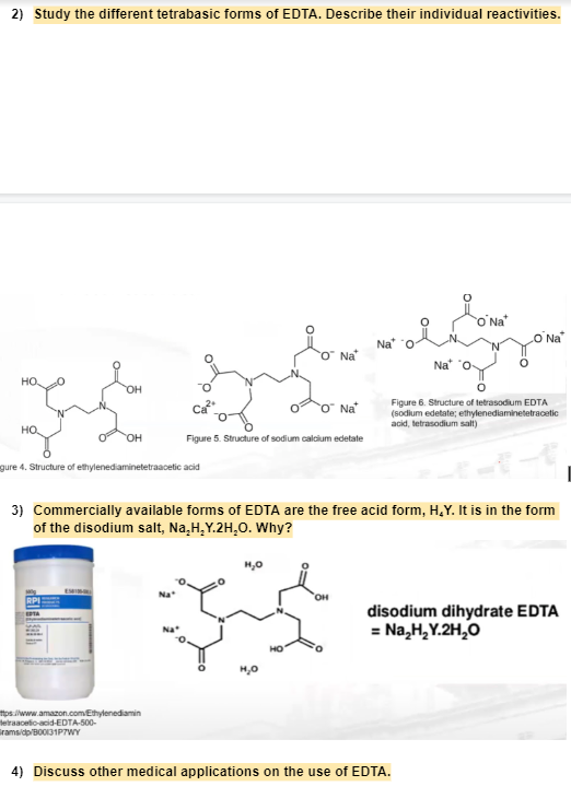 Solved 2) Study the different tetrabasic forms of EDTA. | Chegg.com