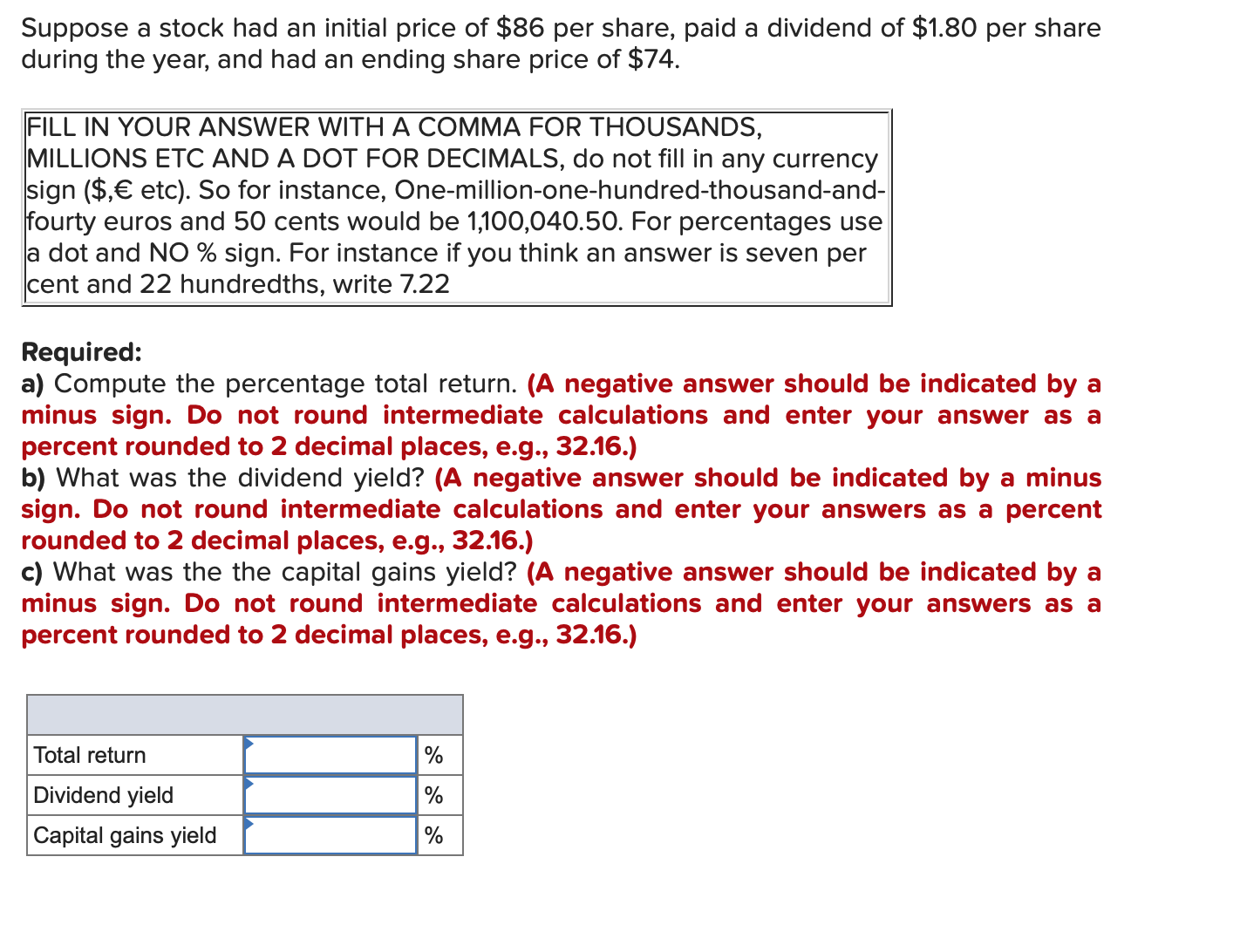 Solved Suppose a stock had an initial price of $86 per | Chegg.com