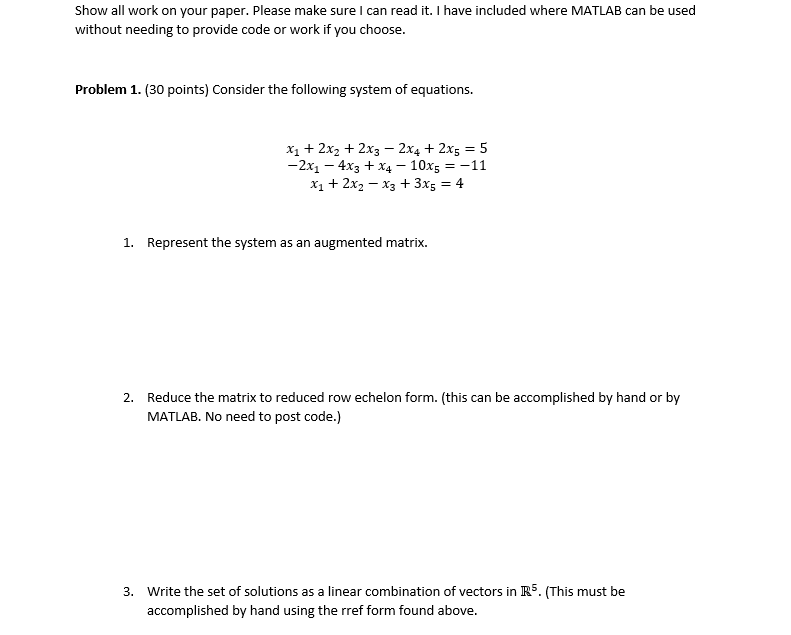 Solved Show all work on your paper. Please make sure I can | Chegg.com