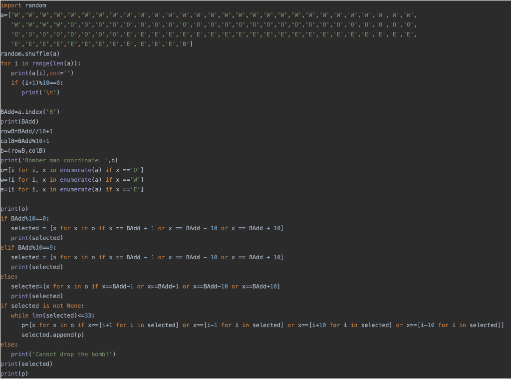 Bomb & Enemy Game @ python Generate 10*10 grids map, | Chegg.com