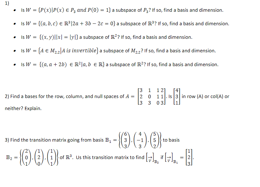 Solved 1 Is W P X P X E P3 And P 0 1 A Subspa Chegg Com