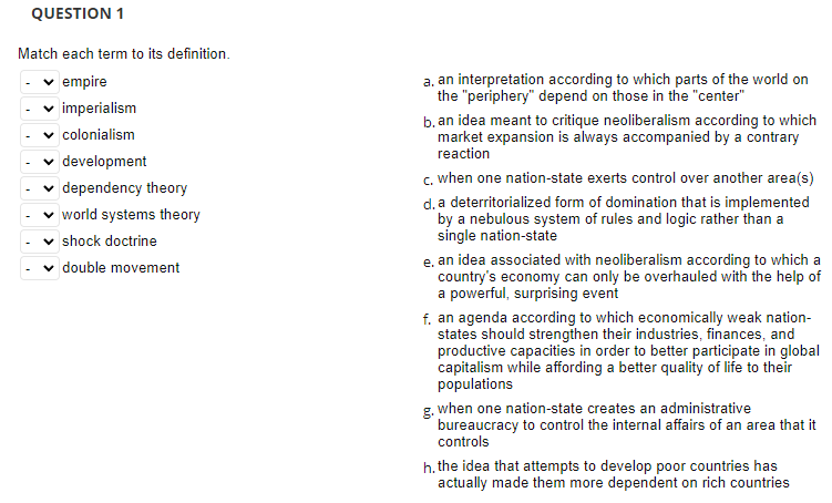 Solved Match Each Term To Its Definition Chegg