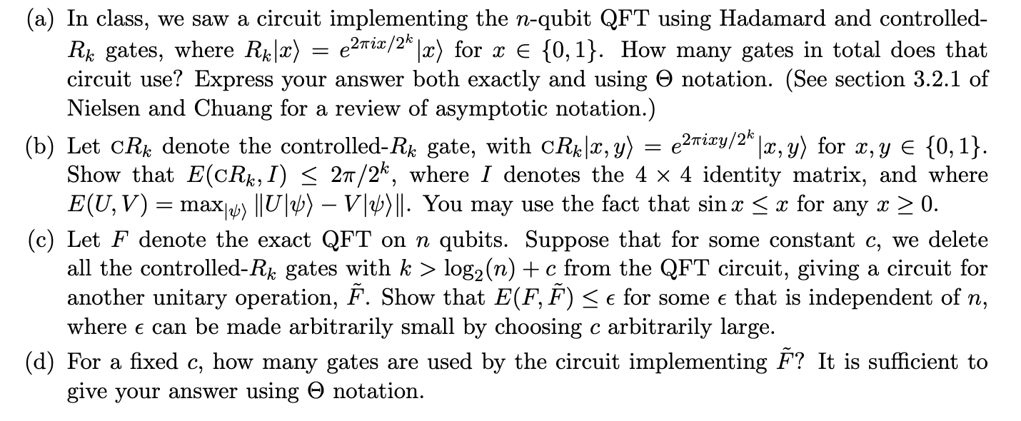 Solved (a) In class, we saw a circuit implementing the | Chegg.com