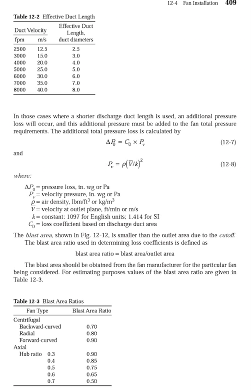 Solved Table 125 Outlet Duct Elbow Loss Coefficients Blast
