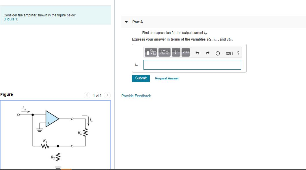 Solved Consider the amplifier shown in the figure below. | Chegg.com