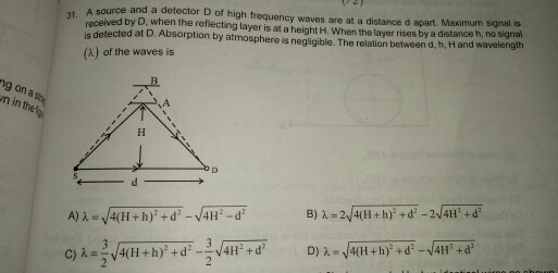 Solved A source and a detector D of high frequency waves are | Chegg.com