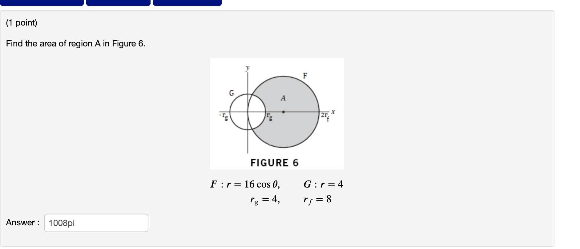 Solved (1 point) Find the area of region A in Figure 6. | Chegg.com