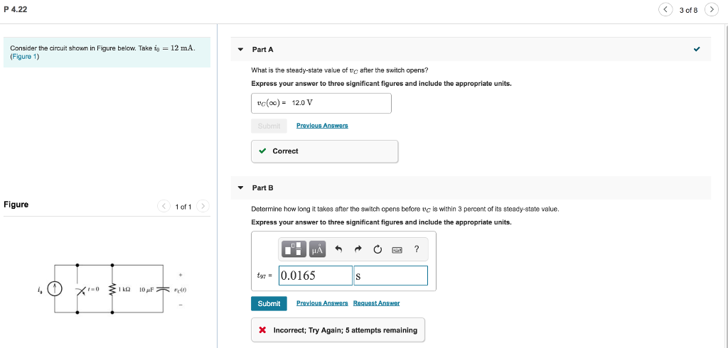 Solved P 4.22 3 of 8 Part A What is the steady-state value | Chegg.com