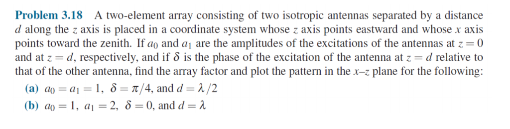 Solved Problem 3.18 A two-element array consisting of two | Chegg.com