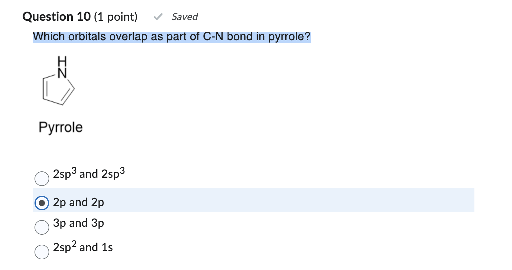 Solved Which orbitals overlap as part of C−N bond in | Chegg.com