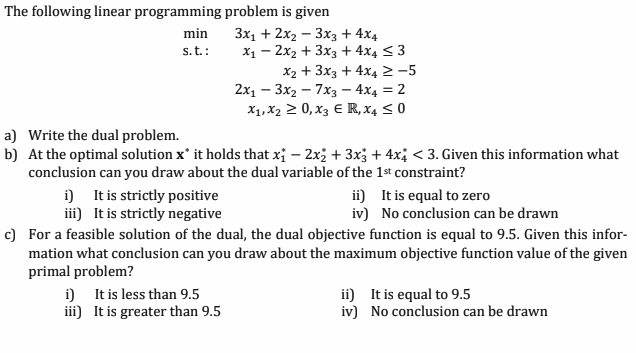 Solved The following linear programming problem is given | Chegg.com