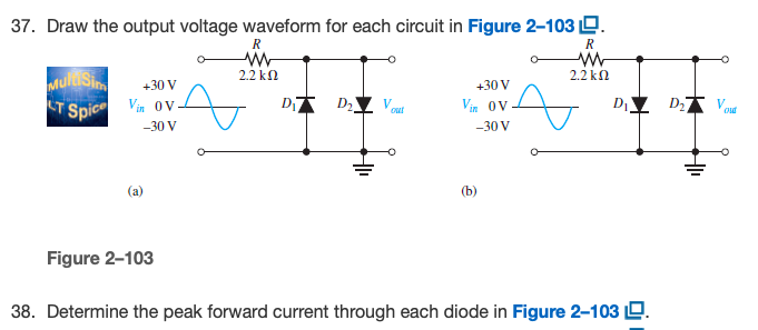 Solved 37. Draw the output voltage waveform for each circuit | Chegg.com