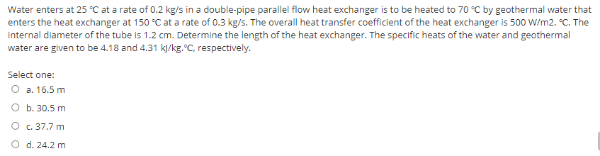 Solved Water enters at 25 °C at a rate of 0.2 kg/s in a | Chegg.com