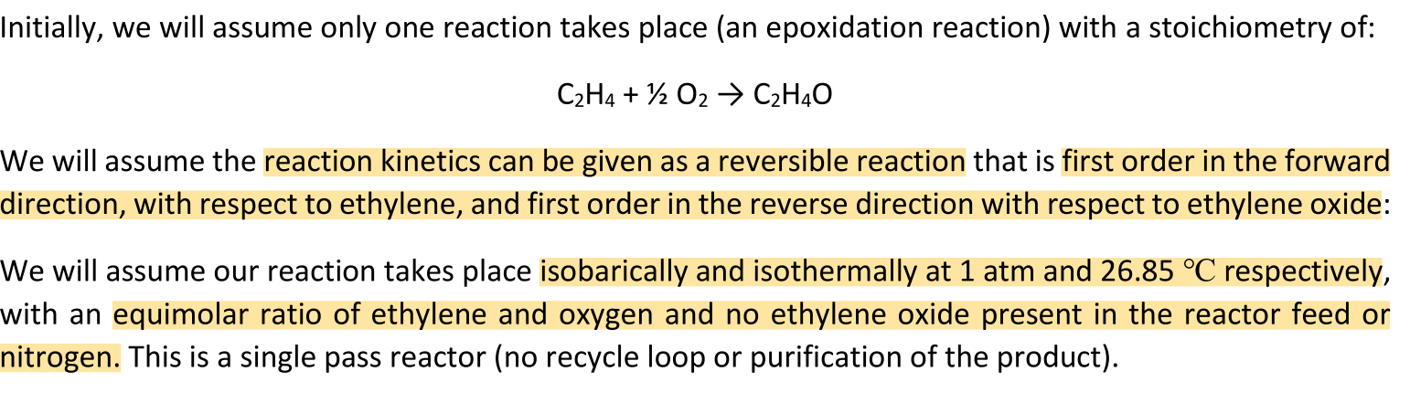 Solved C2H4 1 2O2 C2H4O We will assume the reaction kinetics