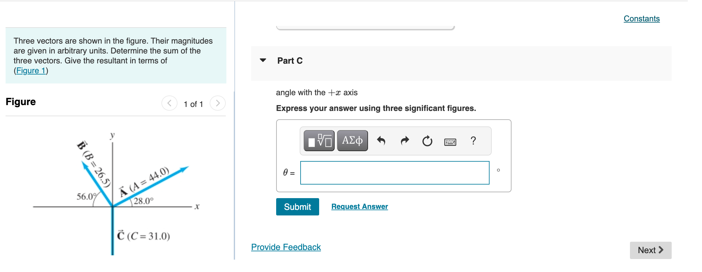 Solved Three Vectors Are Shown In The Figure. Their | Chegg.com