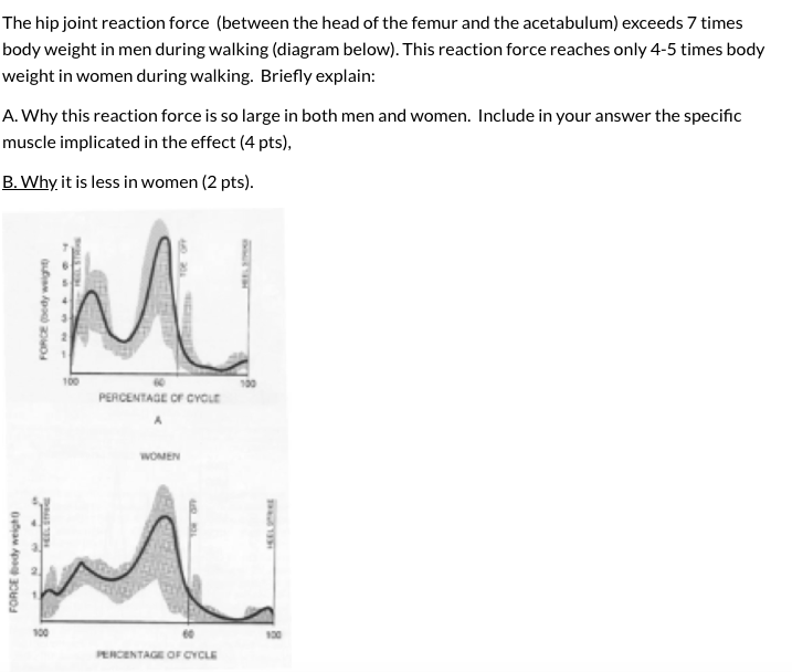The hip joint reaction force (between the head of the | Chegg.com