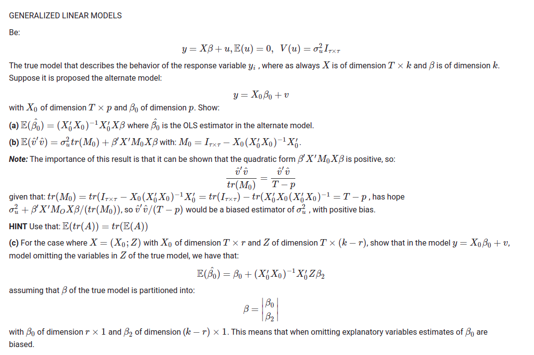 GENERALIZED LINEAR MODELS Be: y=XB+ u, E(u) = 0, V(u) | Chegg.com