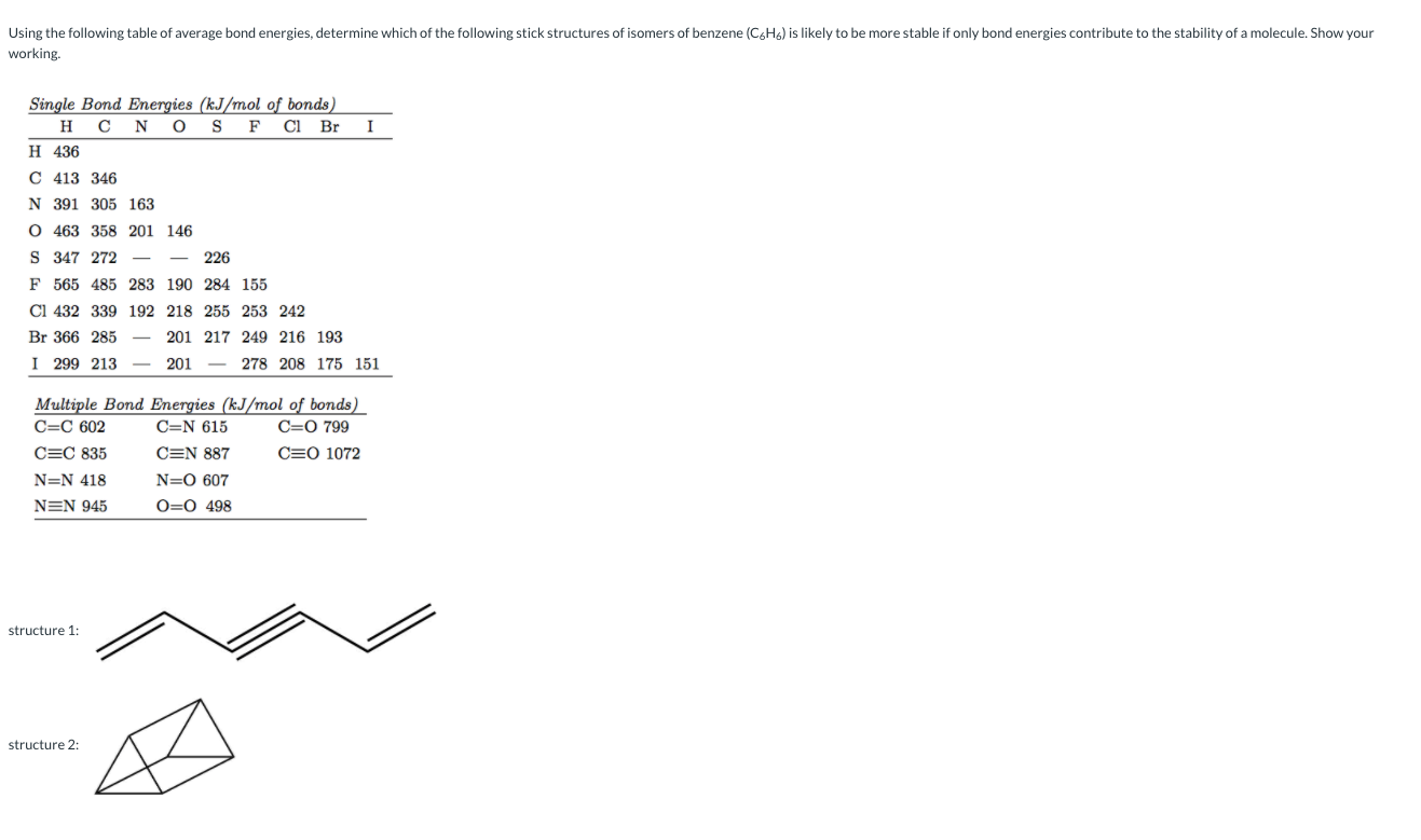 Solved Using The Following Table Of Average Bond Energies, | Chegg.com