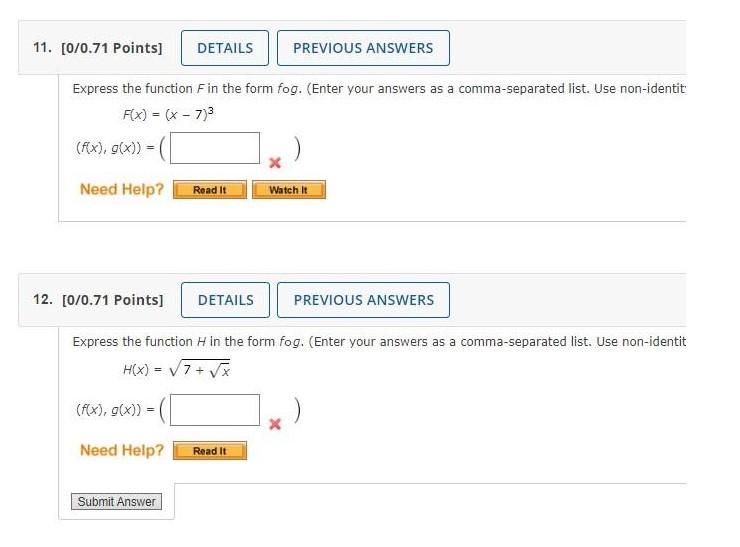 Solved Express the function F in the form fog. (Enter your | Chegg.com