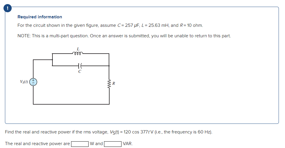 Solved Required information For the circuit shown in the | Chegg.com
