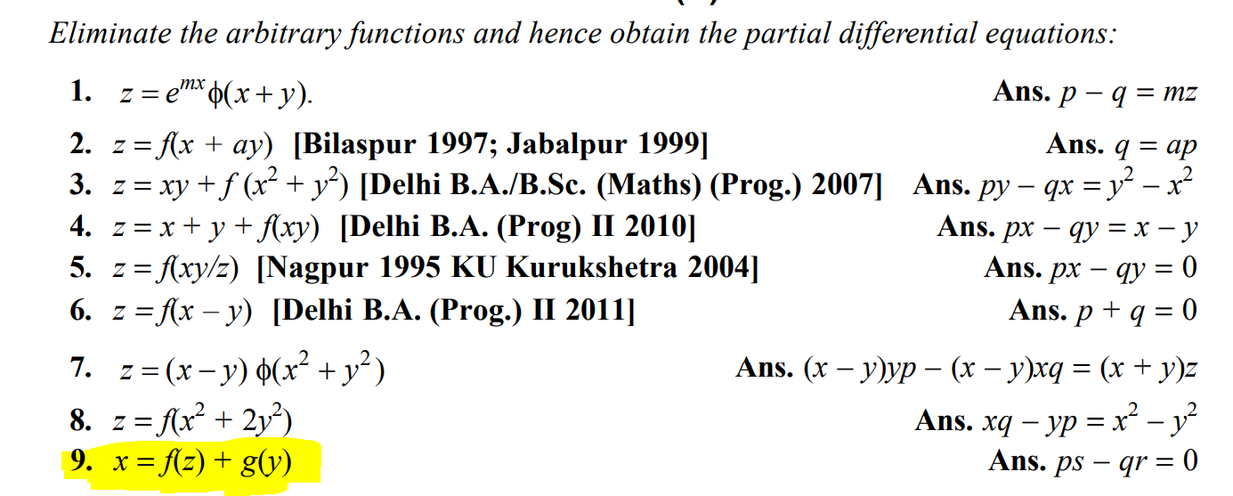 Solved Eliminate The Arbitrary Functions And Hence Obtain Chegg Com