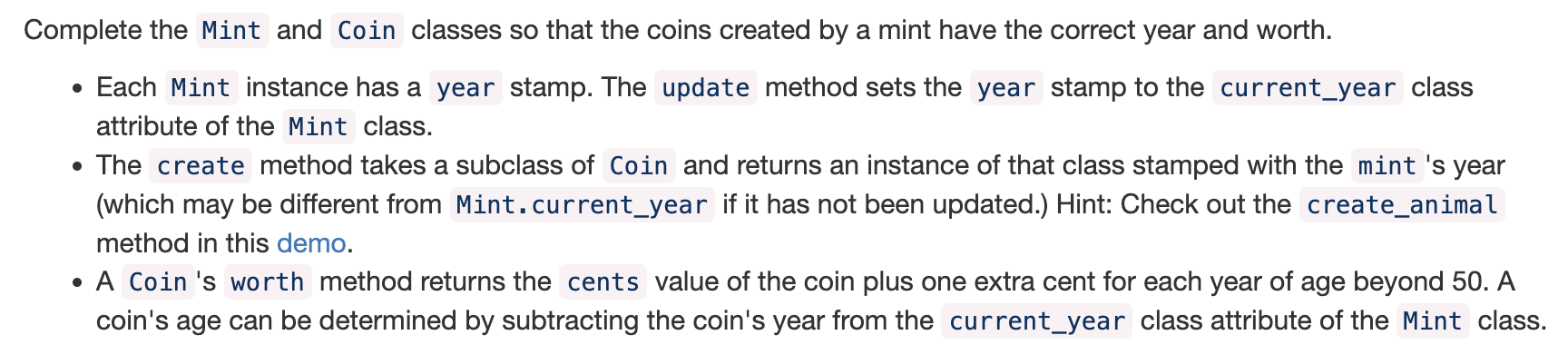 Solved Python class Mint: 