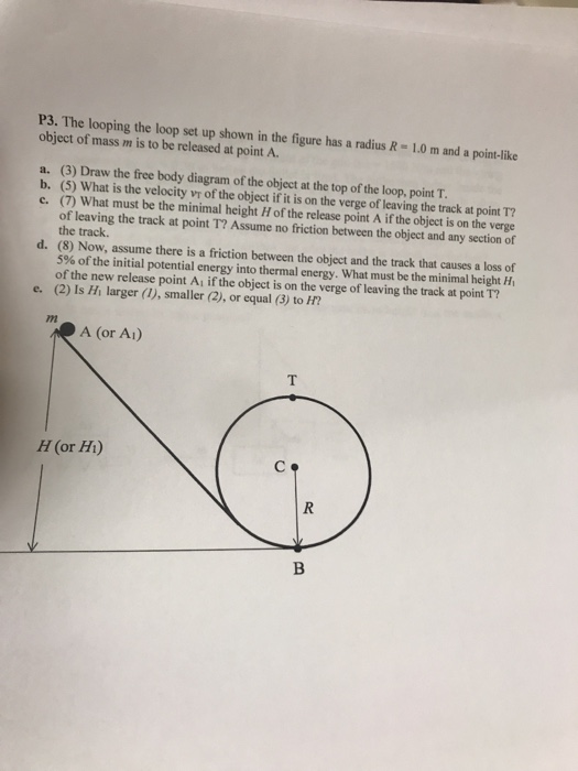 Solved P3. The looping the loop set up shown in the figure | Chegg.com