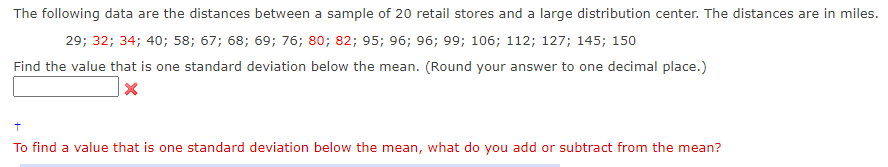 Solved The following data are the distances between a sample | Chegg.com