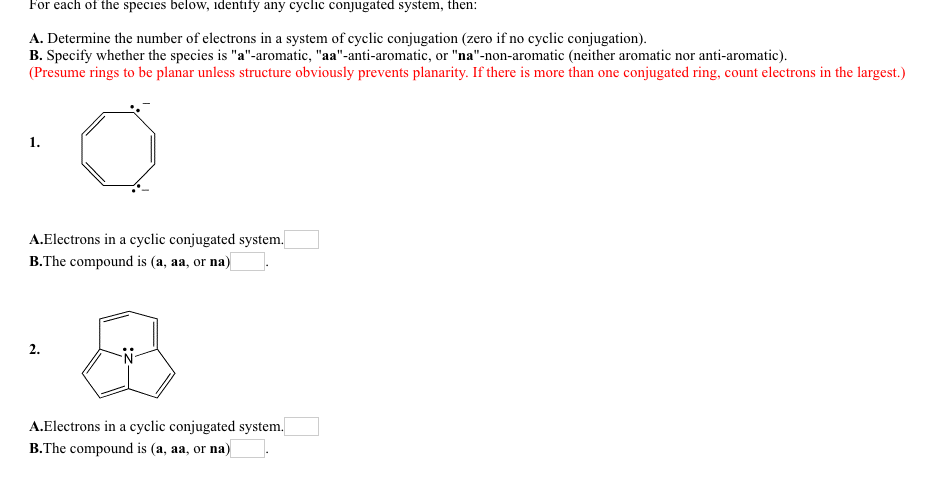 Solved For each of the species below, identify any cyclic | Chegg.com