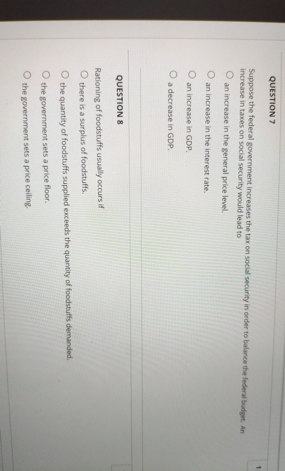 Solved Question 7 Suppose The Federal Government Increase