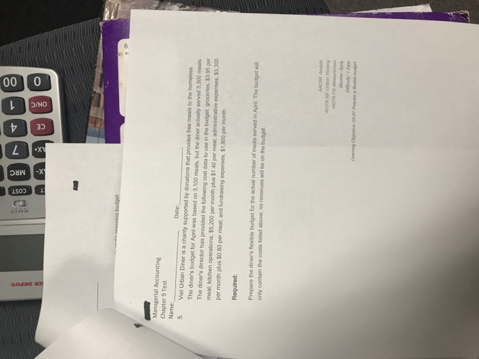 Solved Managerial Accounting Chapter 9 Test Date, supported