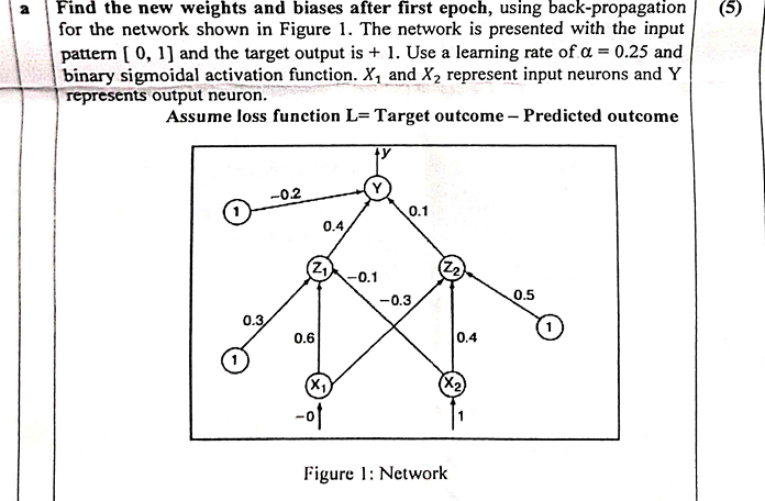 Solved a Find the new weights and biases after first epoch, | Chegg.com