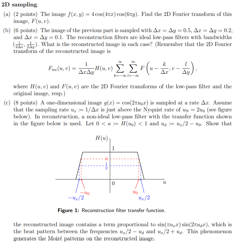 2d Sampling A 2 Points The Image F X Y 4 Co Chegg Com