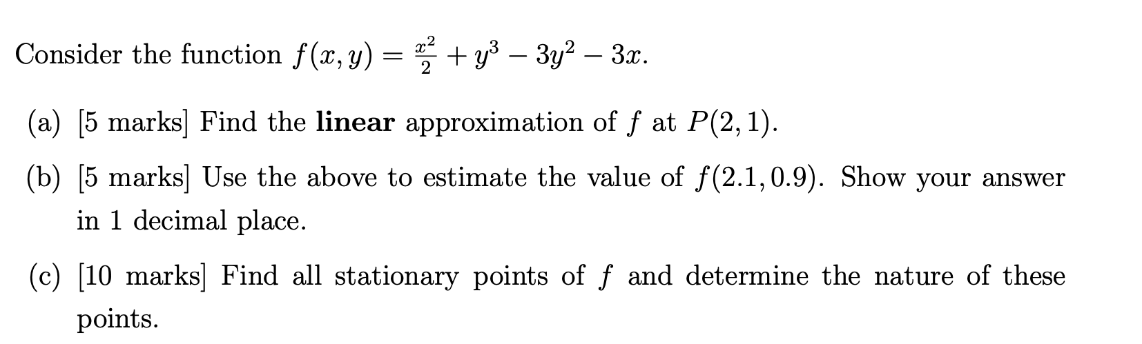 Solved Consider The Function F X Y 2x2 Y3−3y2−3x A [5