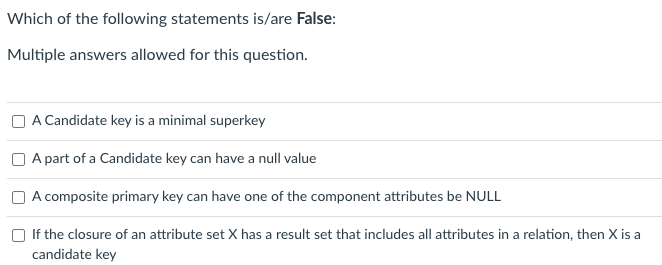 Solved Which Of The Following Statements Is/are False: | Chegg.com