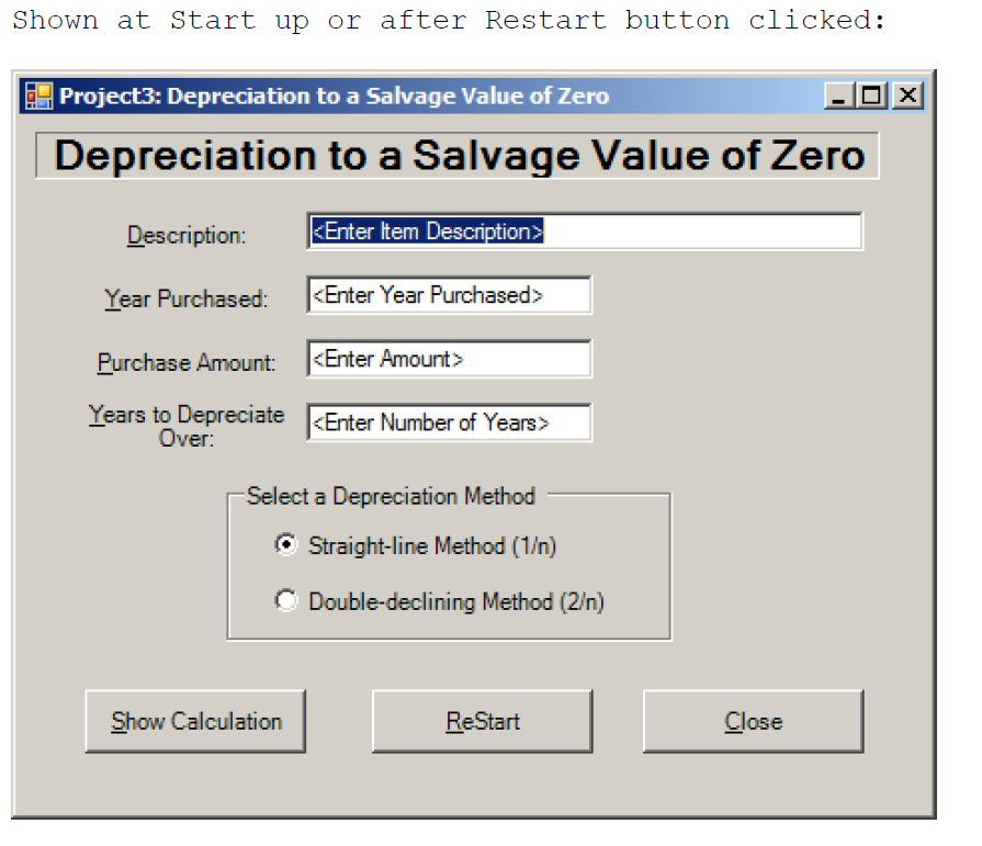 Solved Project3 Specifications Depreciation To A Salvage...