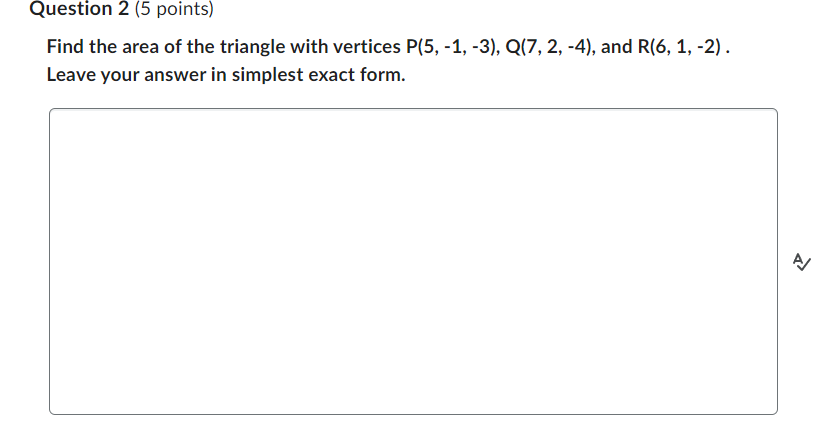 Solved Find The Area Of The Triangle With Vertices | Chegg.com