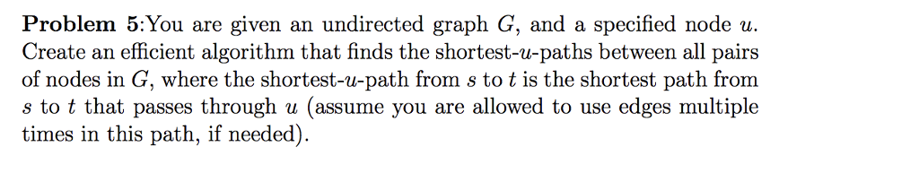 Solved Problem 5:You are given an undirected graph G, and a | Chegg.com
