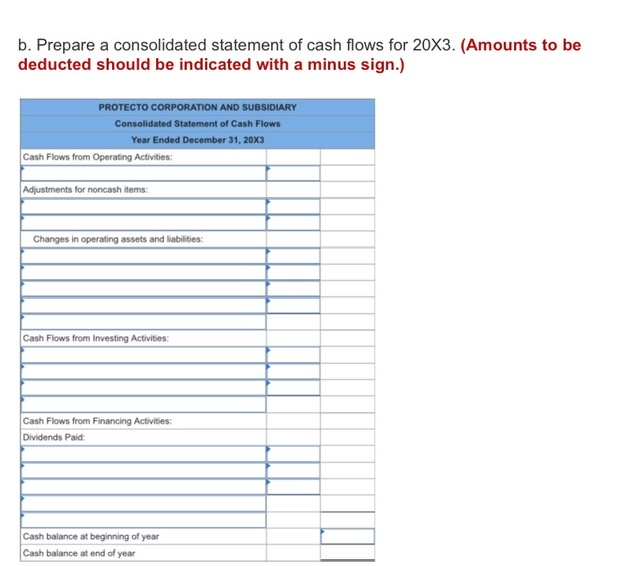 B. Prepare A Consolidated Statement Of Cash Flows For | Chegg.com