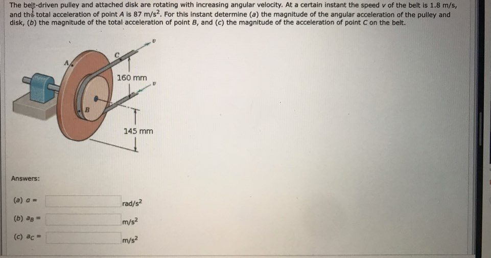 Solved The beltdriven pulley and attached disk are rotating