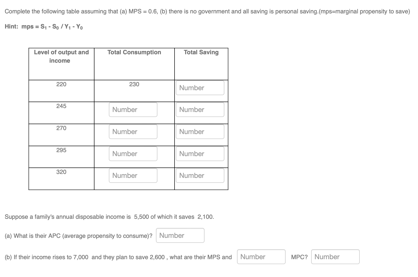 Solved Complete The Following Table Assuming That (a) MPS | Chegg.com