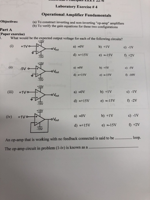 Solved Laboratory Exercise # 4 Operational Amplifier | Chegg.com