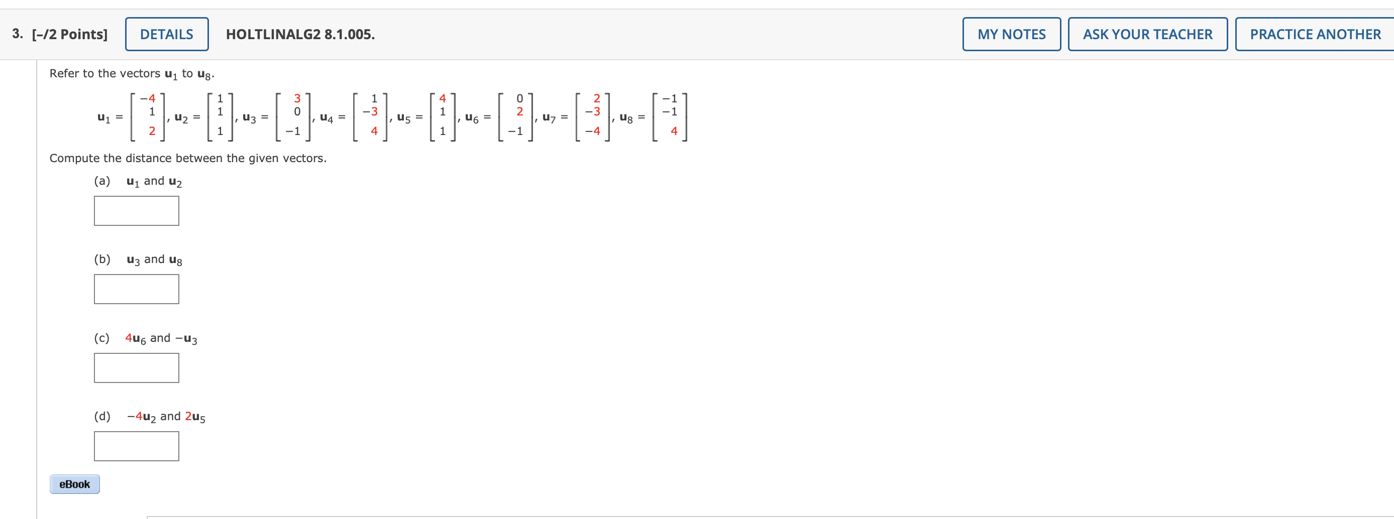 Solved Refer to the vectors u1 to u8. | Chegg.com